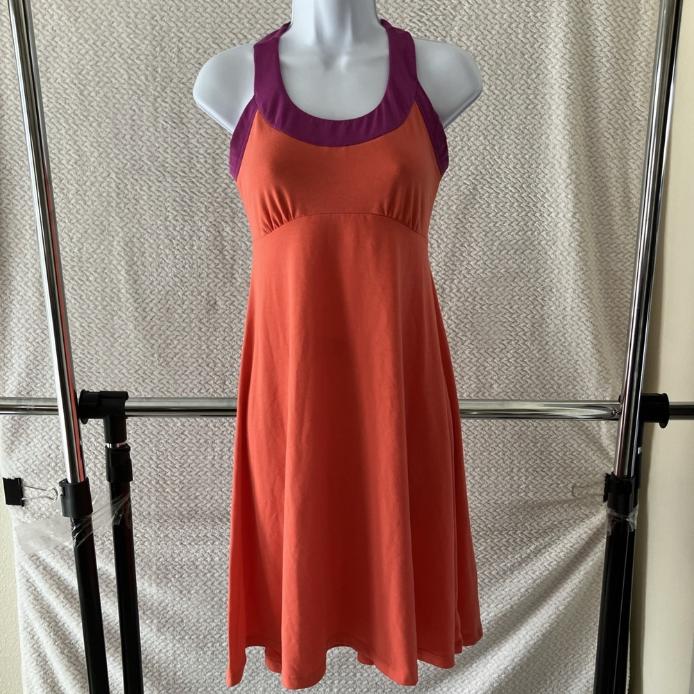 Prana Cali Racerback Built-In Bra Tank Dress Small Pink Athleisure Casual